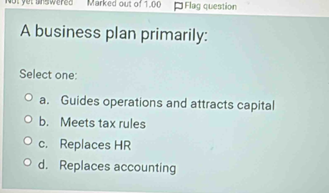 a business plan primarily: select one: a. guides operations and attract…