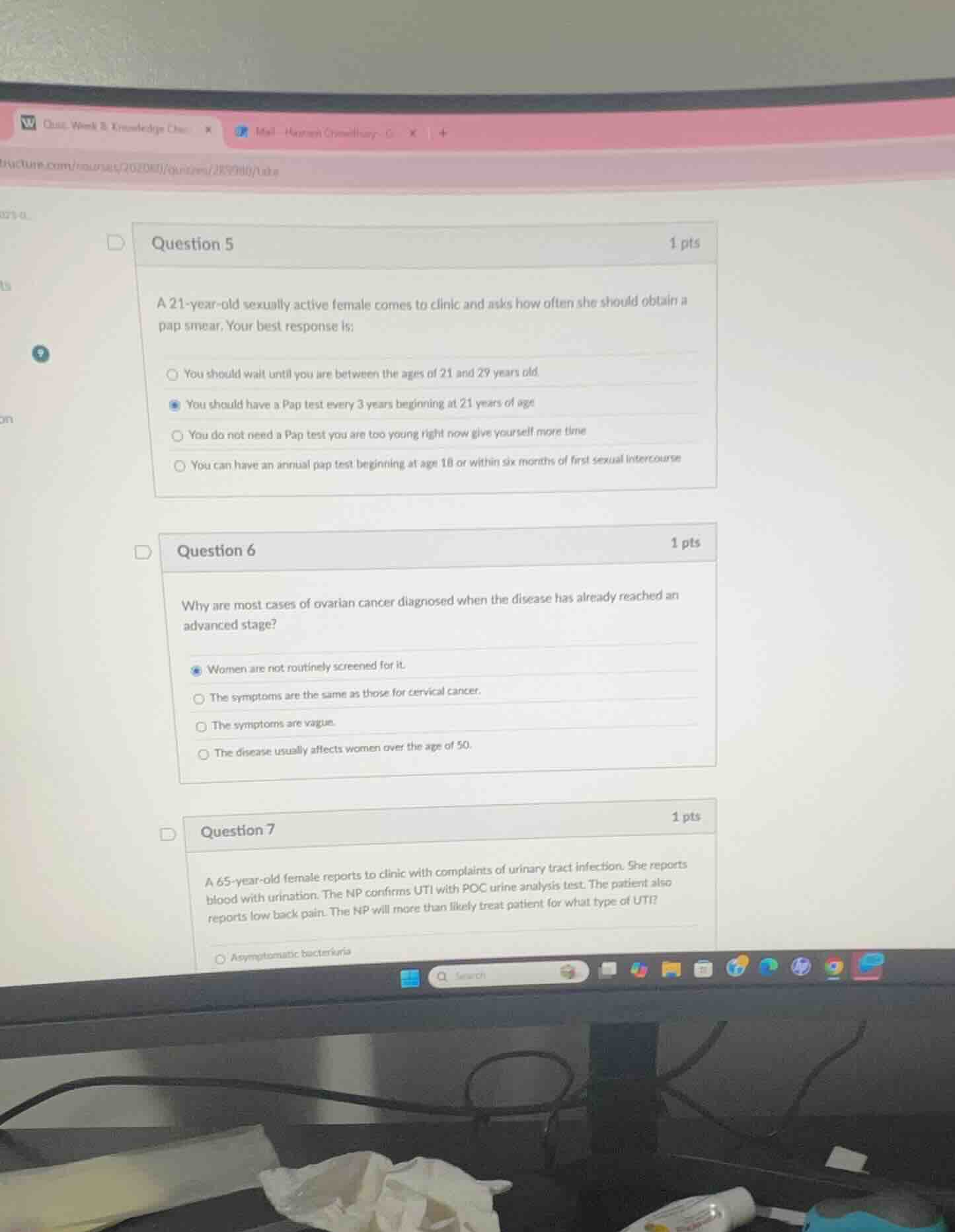 question 5 1 pts a 21 - year - old sexually active female comes to clin…