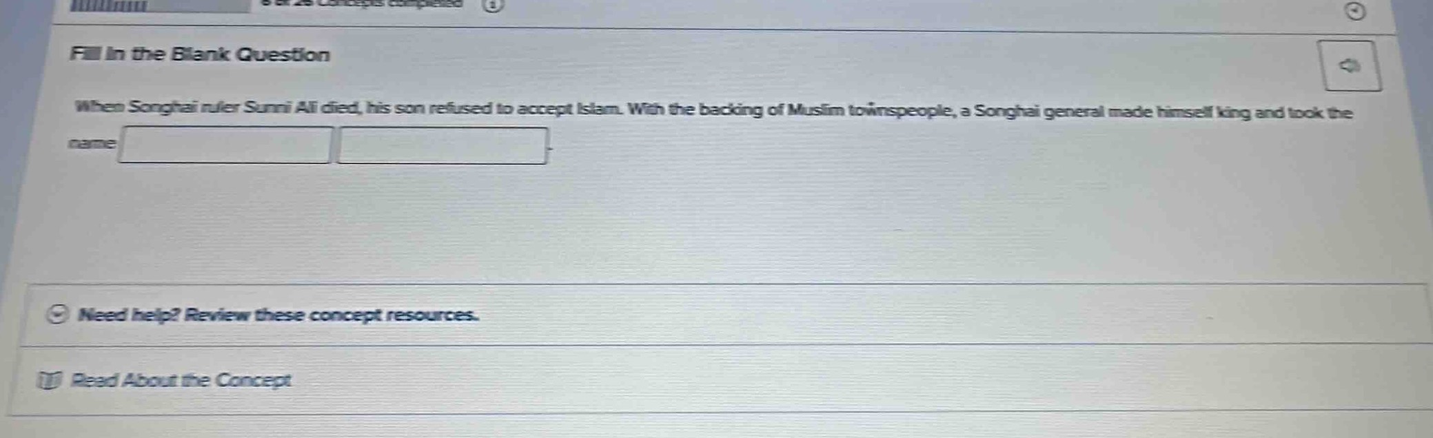 fill in the blank question when songhai ruler sunni ali died, his son r…