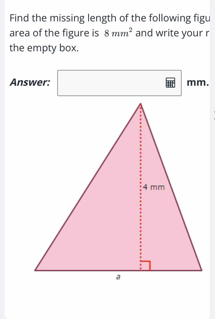 find the missing length of the following figure (the area of the figure…