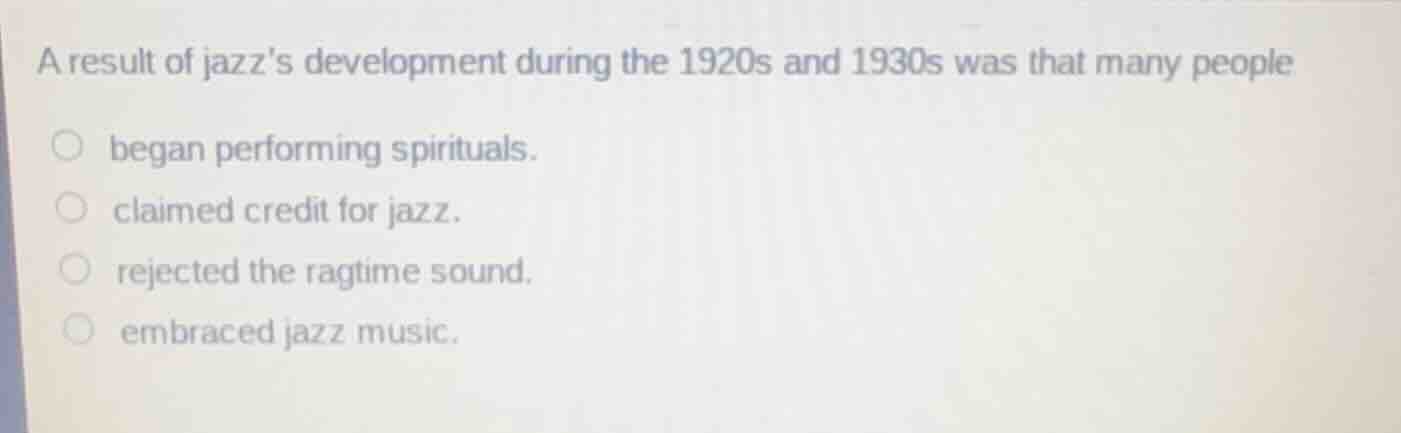 a result of jazzs development during the 1920s and 1930s was that many …