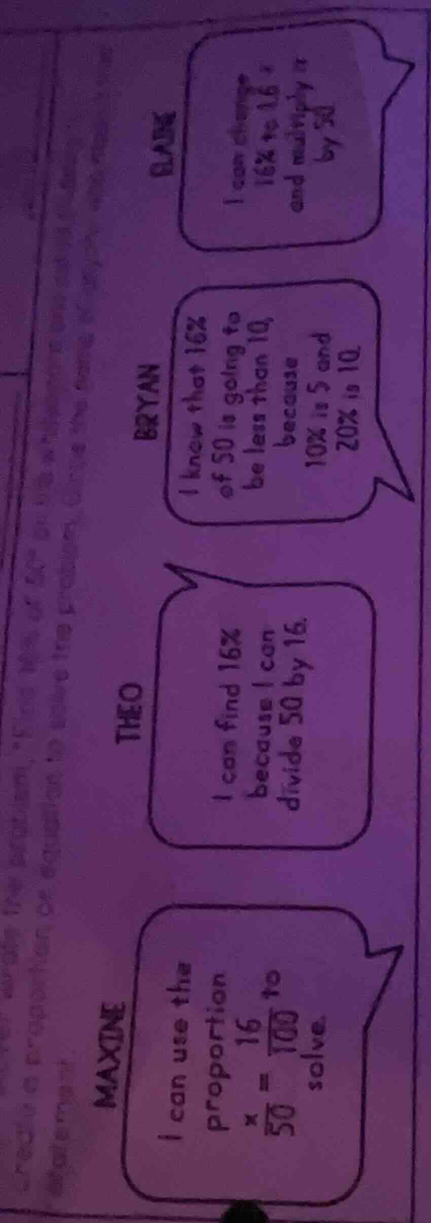 maxine: i can use the proportion \\(\\frac{x}{50} = \\frac{16}{100}\\) …