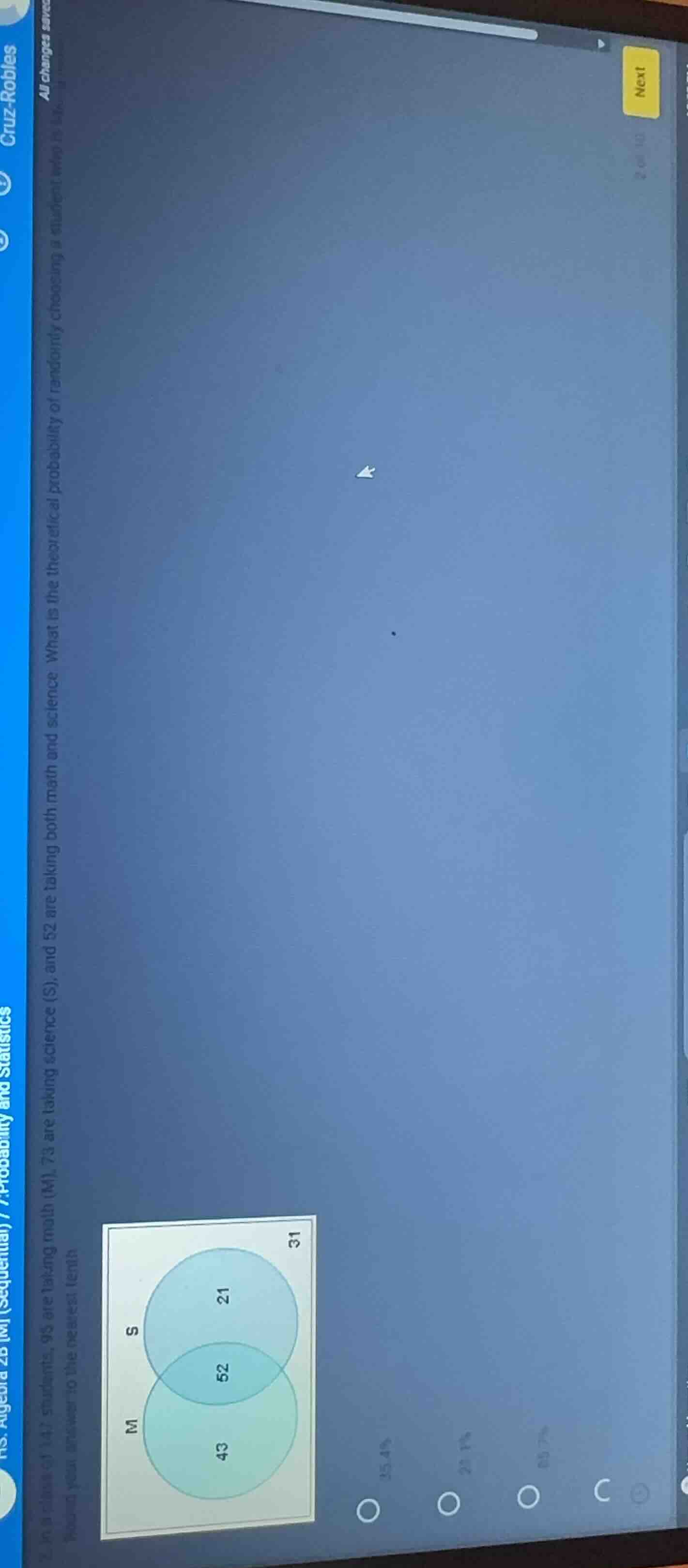 in a school of 141 students, 95 are taking math (m), 73 are taking scie…