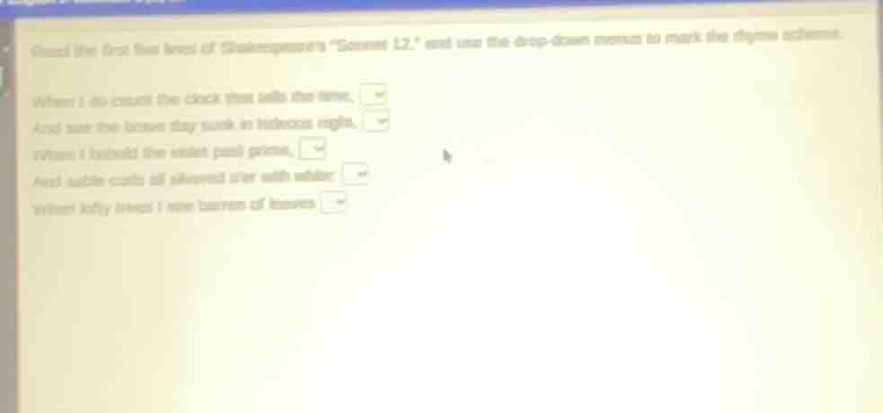 read the first five lines of shakespeares \sonnet 12\ and use the drop …