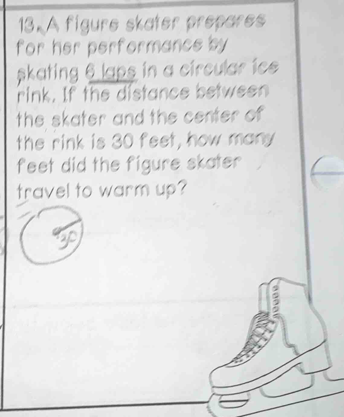 13. a figure skater prepares for her performance by skating 6 laps in a…