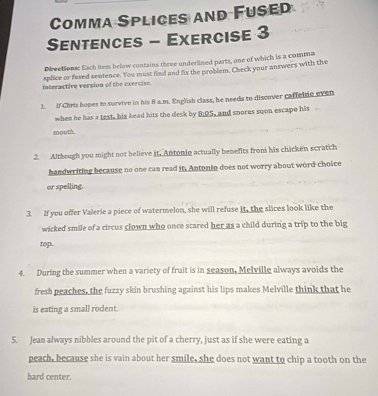 comma splices and fused sentences – exercise 3 directions: each item be…