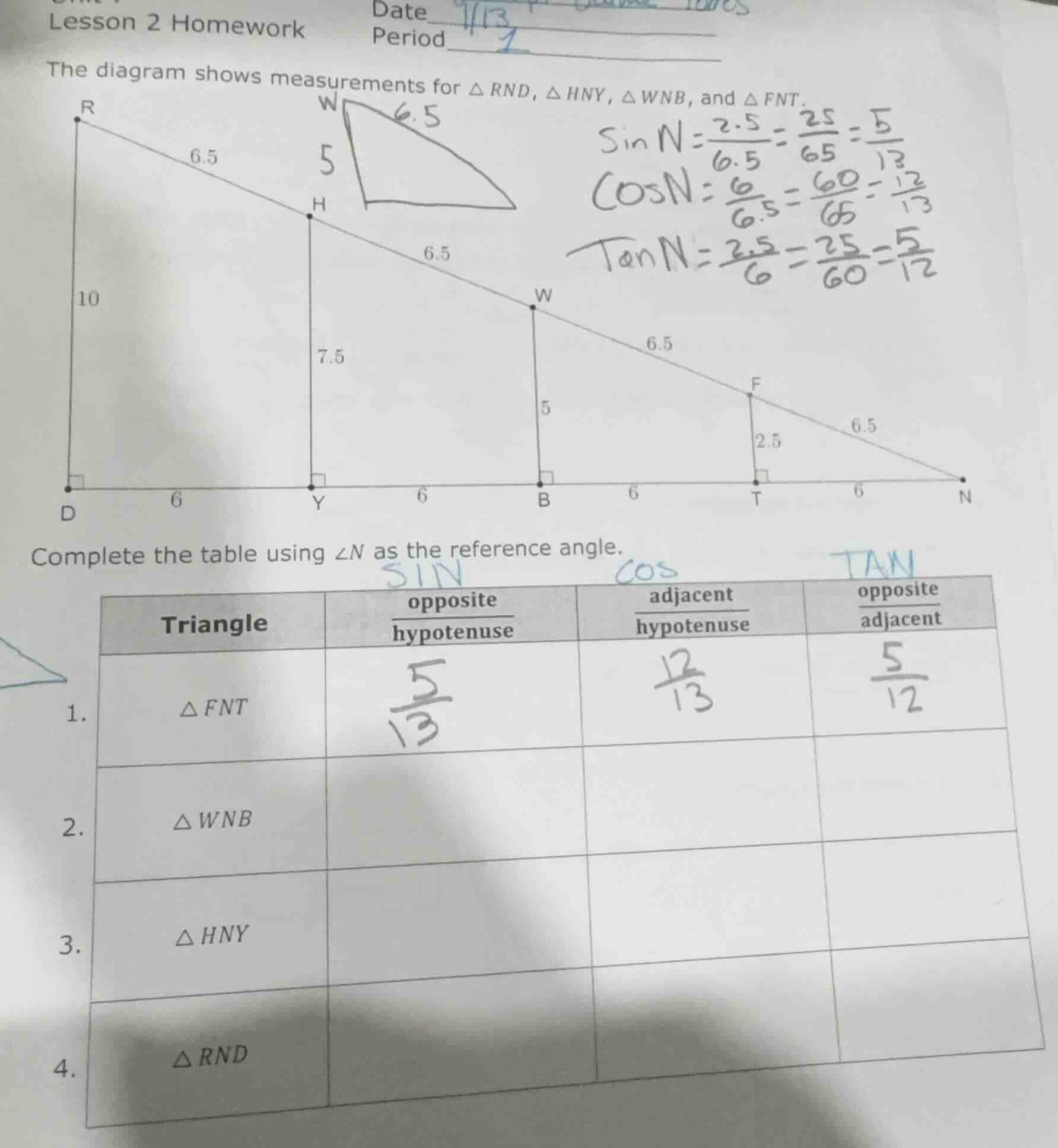 lesson 2 homework date period the diagram shows measurements for $\\tri…