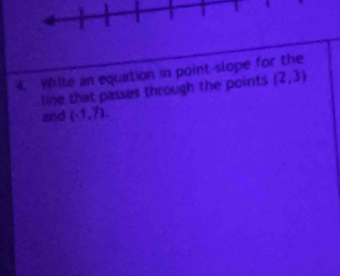4. write an equation in point - slope for the line that passes through …