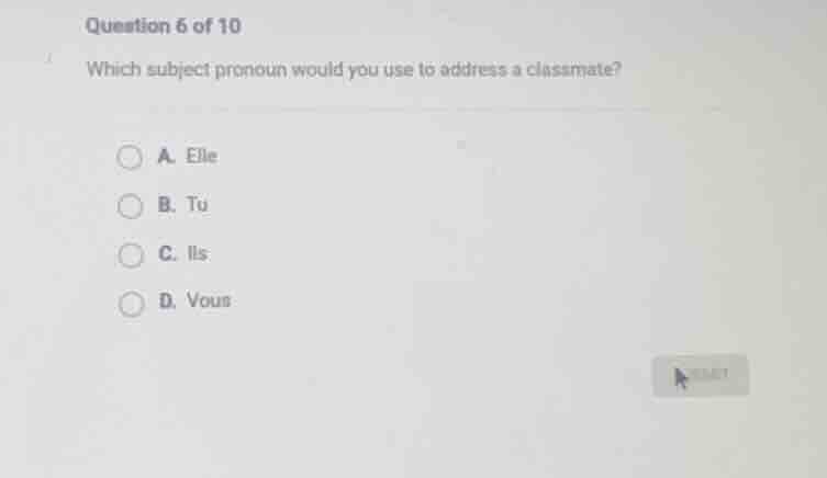 question 6 of 10 which subject pronoun would you use to address a class…