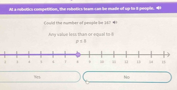 at a robotics competition, the robotics team can be made of up to 8 peo…