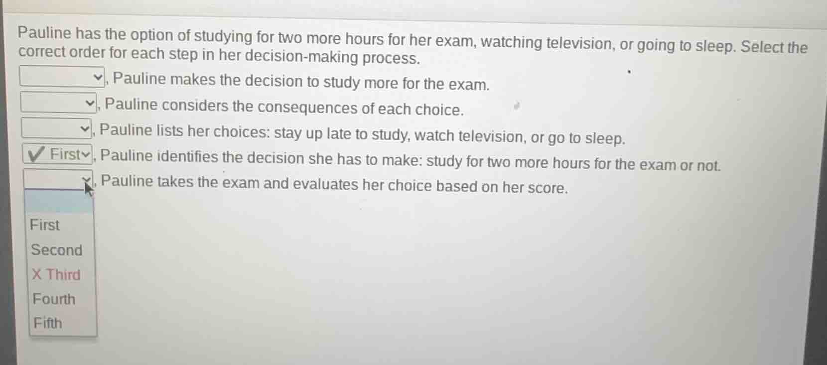 pauline has the option of studying for two more hours for her exam, wat…