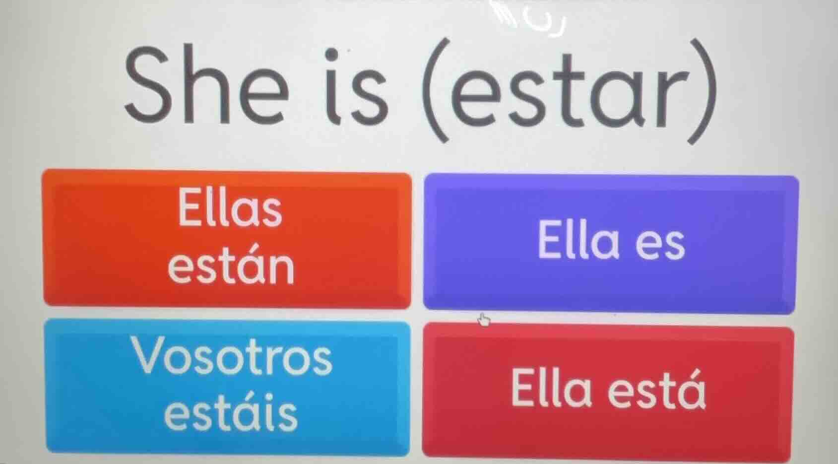 she is (estar) ellas están ella es vosotros estáis ella está