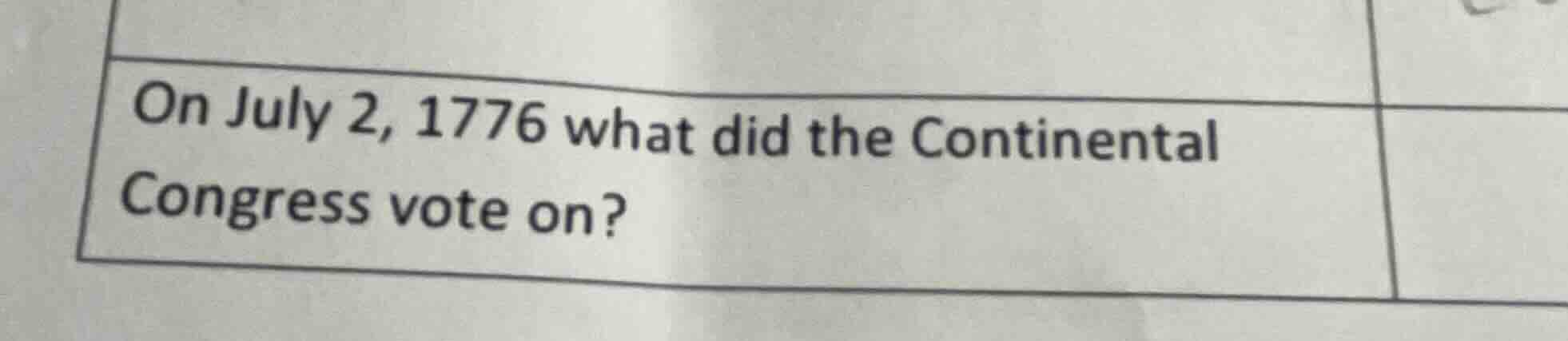 on july 2, 1776 what did the continental congress vote on?