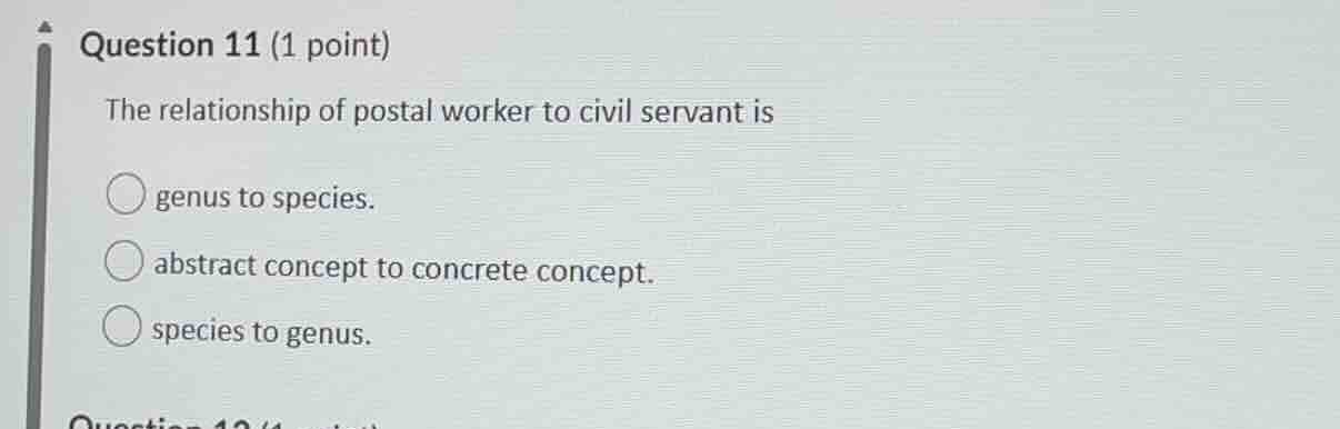 question 11 (1 point) the relationship of postal worker to civil servan…