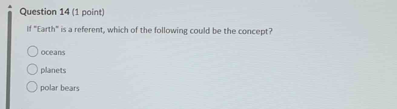 question 14 (1 point) if \earth\ is a referent, which of the following …