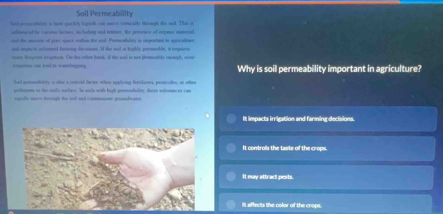 soil permeability soil permeability is how quickly liquids can move ver…