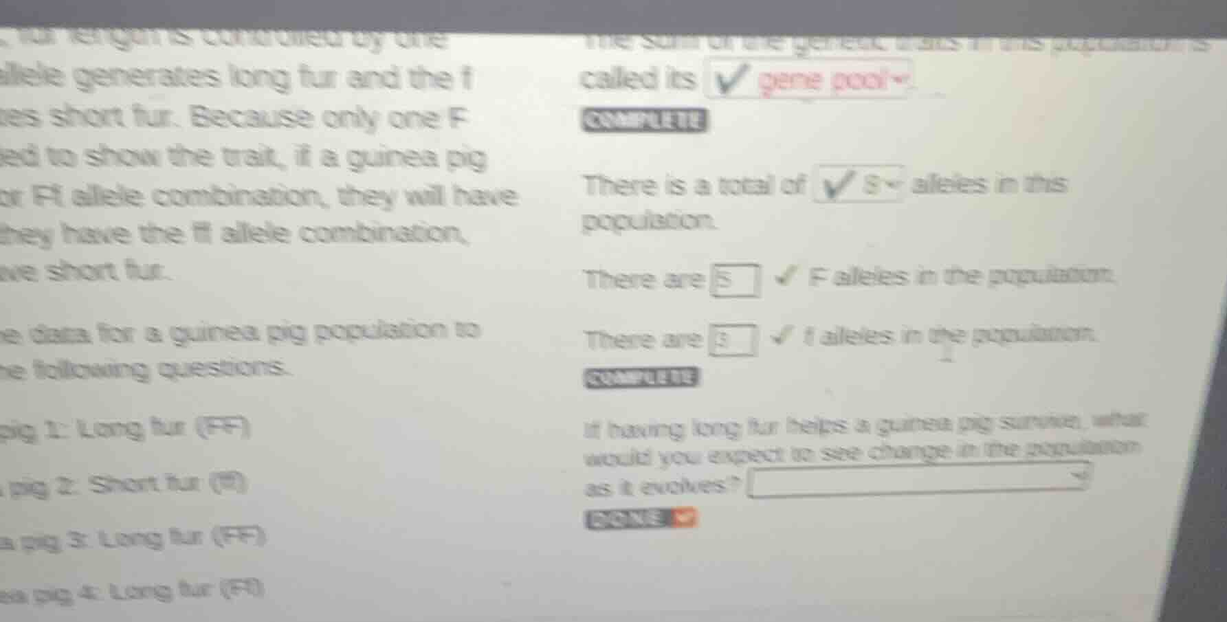 fur length is controlled by one allele generates long fur and the f all…