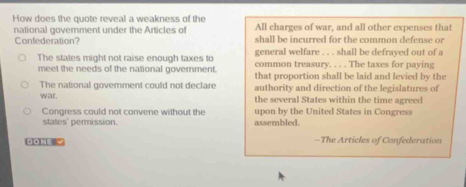 how does the quote reveal a weakness of the national government under t…