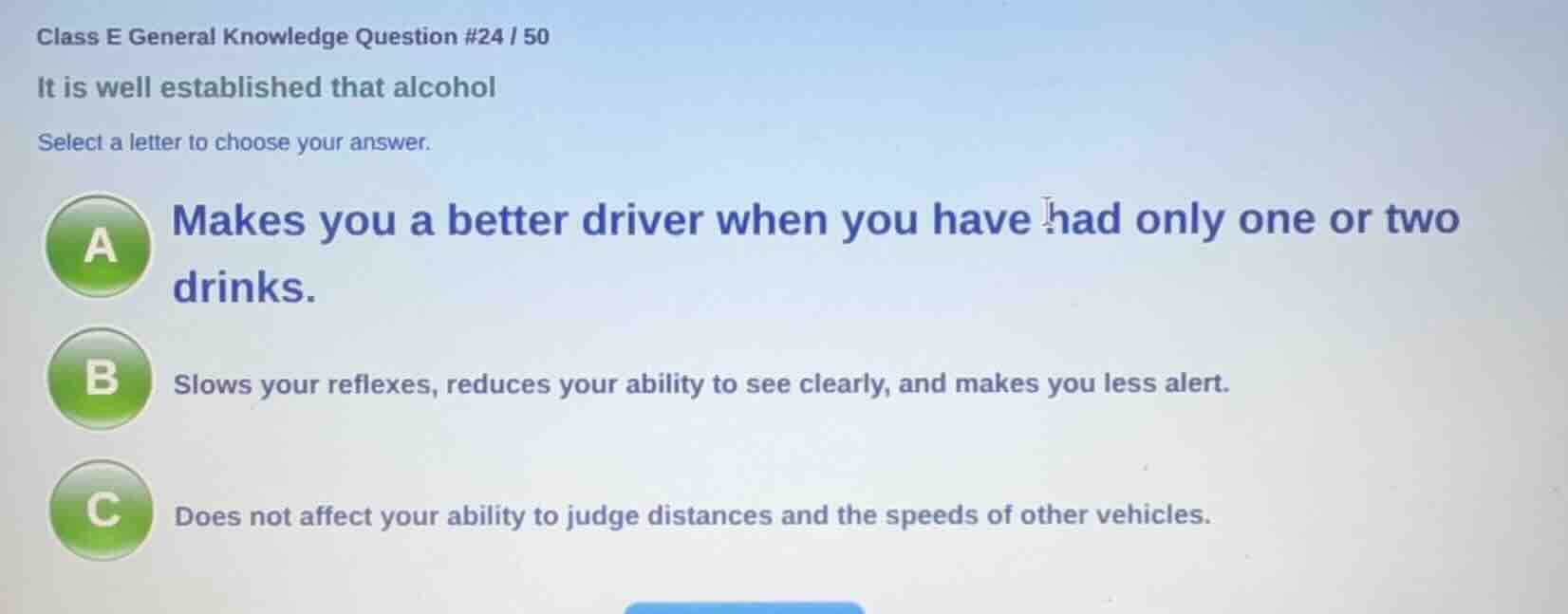 class e general knowledge question #24 / 50 it is well established that…