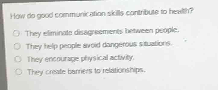 how do good communication skills contribute to health? ○ they eliminate…