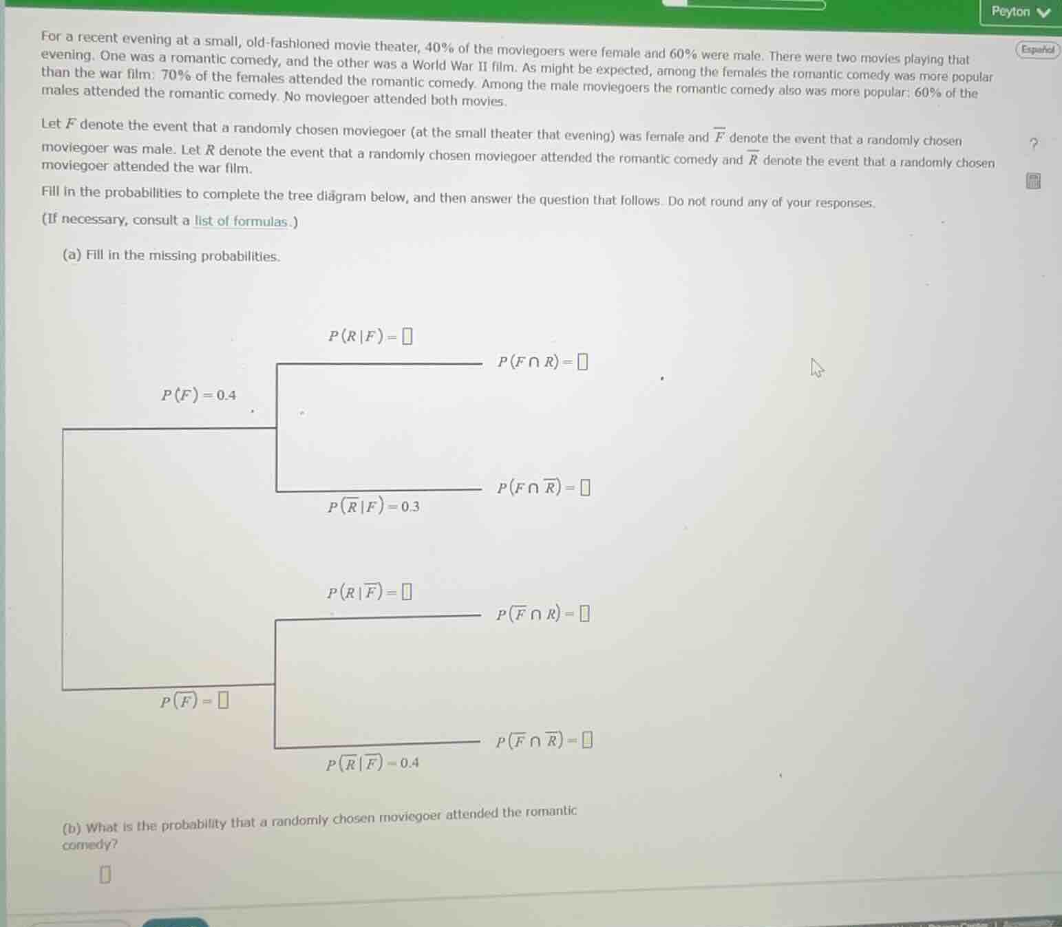 for a recent evening at a small, old - fashioned movie theater, 40% of …