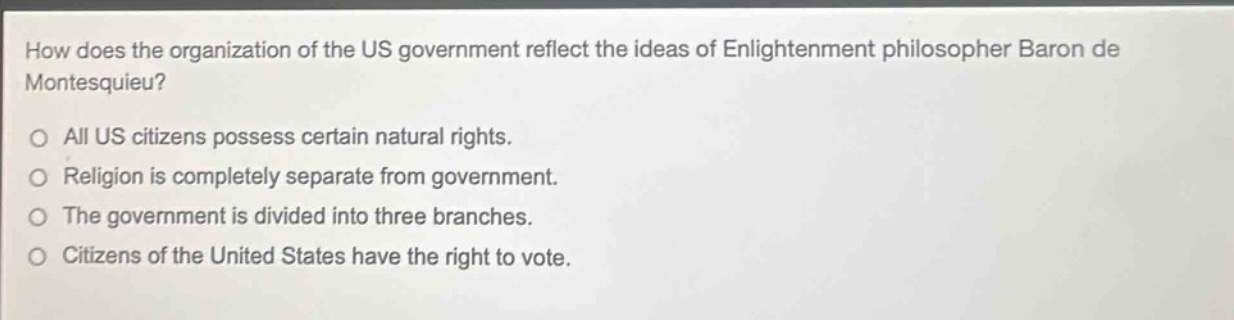 how does the organization of the us government reflect the ideas of enl…