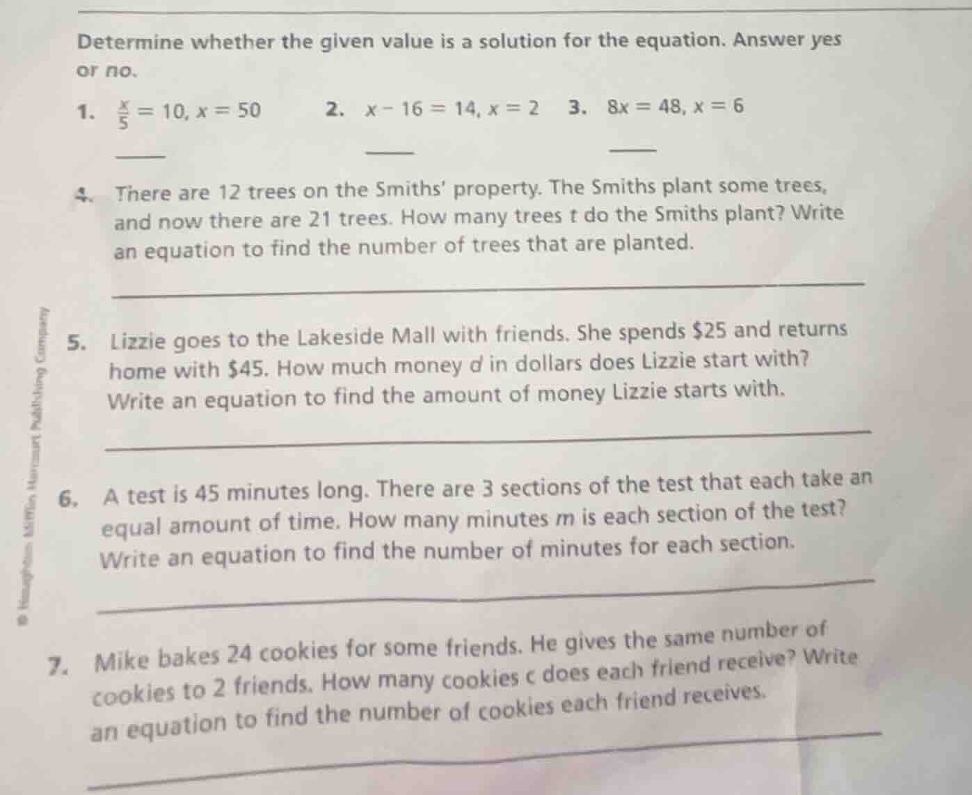 determine whether the given value is a solution for the equation. answe…
