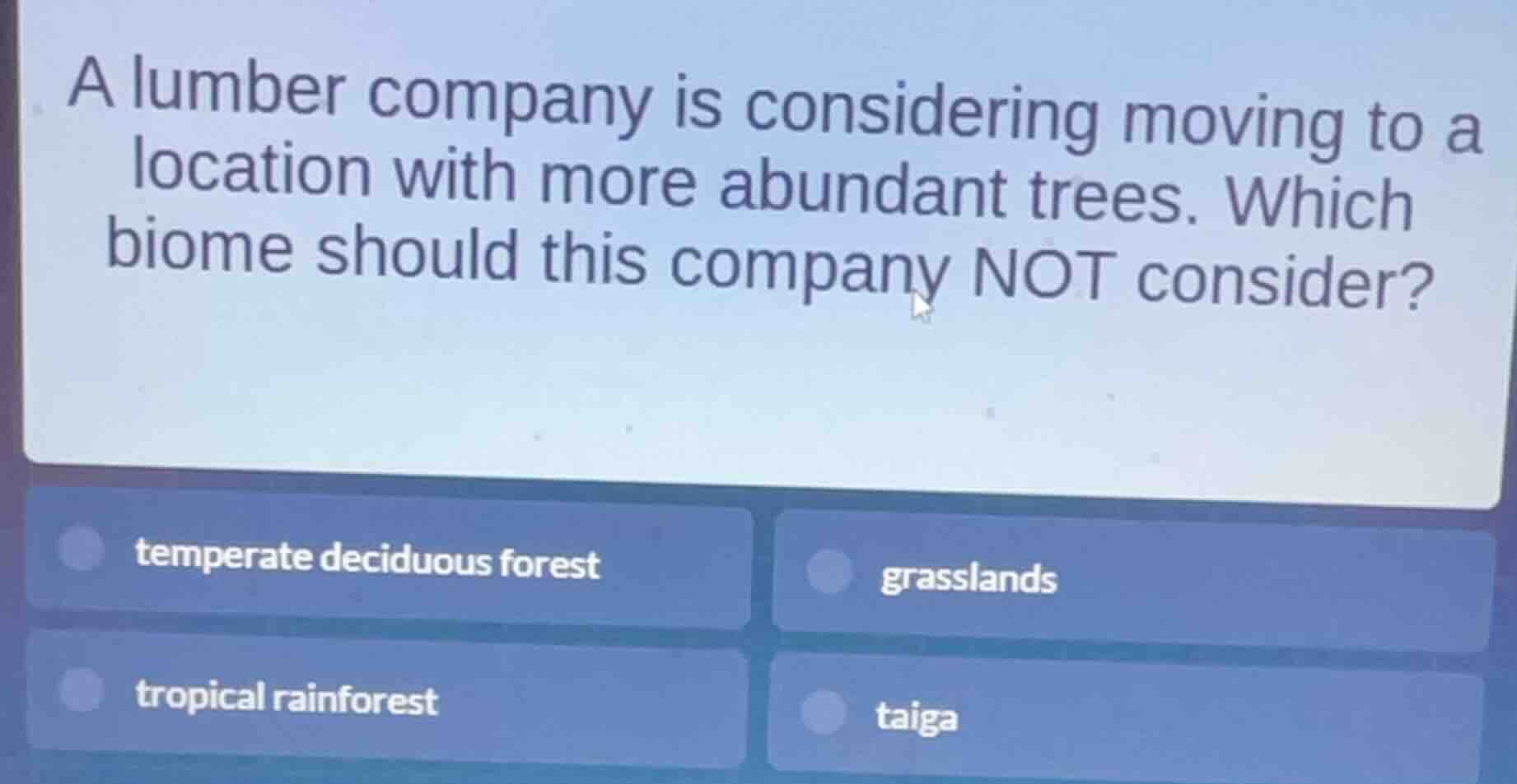 a lumber company is considering moving to a location with more abundant…