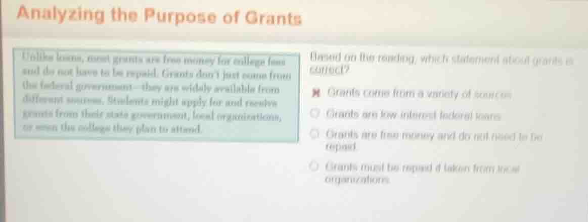 analyzing the purpose of grants unlike loans, most grants are free mone…