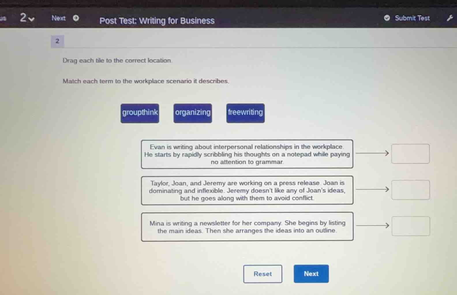 post test: writing for business 2 drag each tile to the correct locatio…