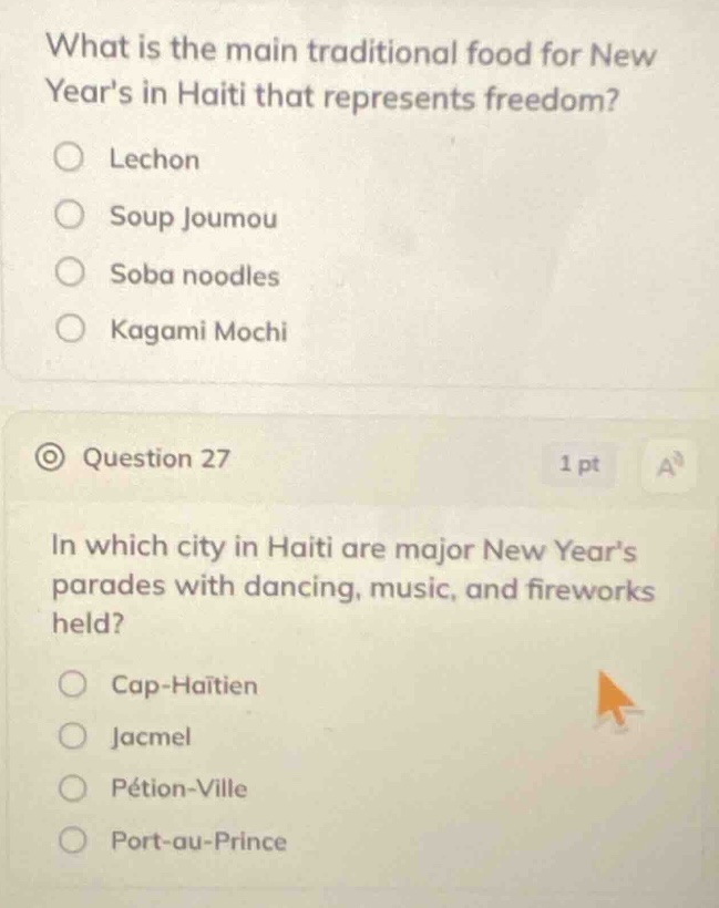 what is the main traditional food for new years in haiti that represent…