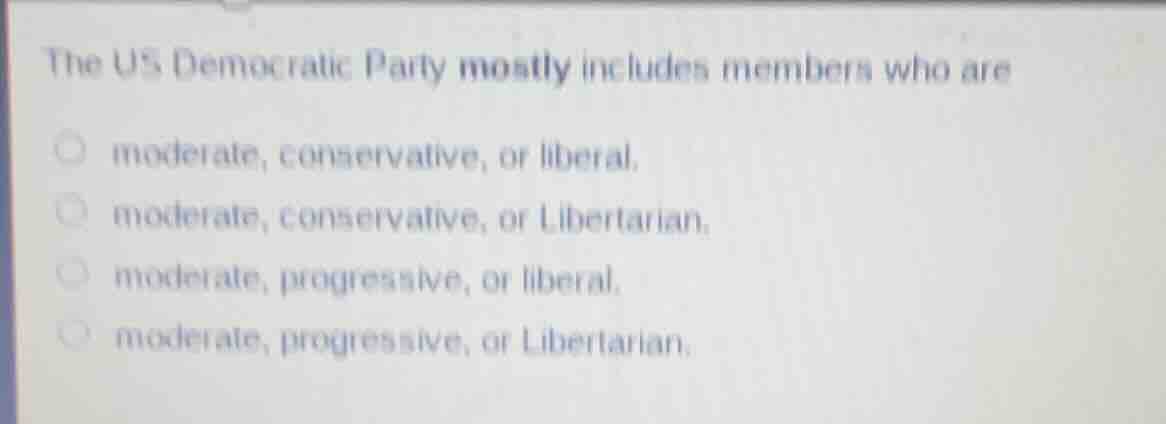 the us democratic party mostly includes members who are moderate, conse…
