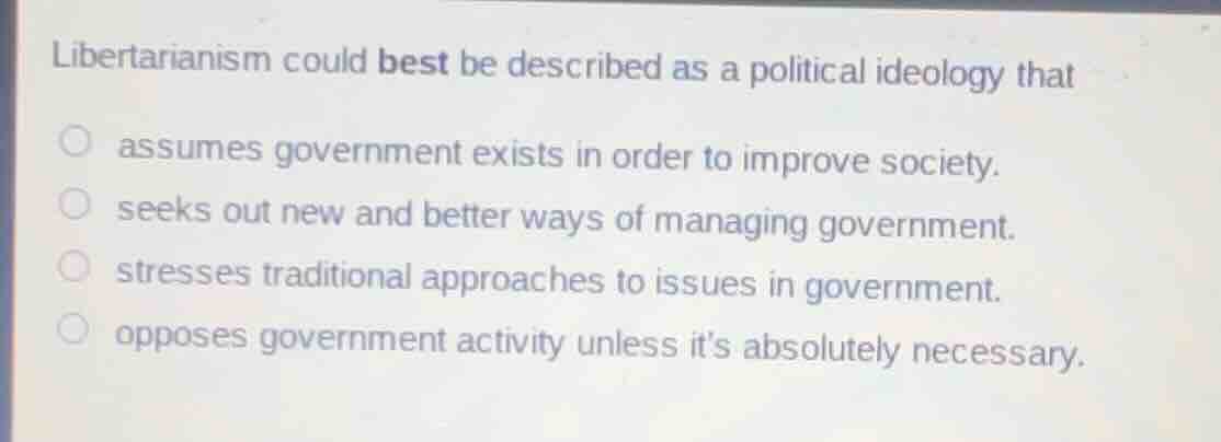 libertarianism could best be described as a political ideology that ass…