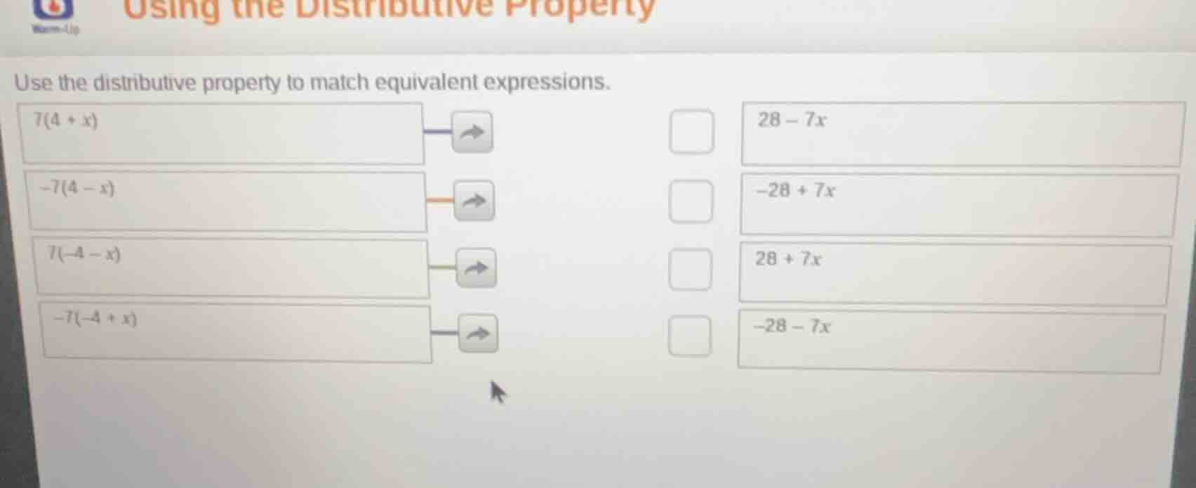 using the distributive property use the distributive property to match …