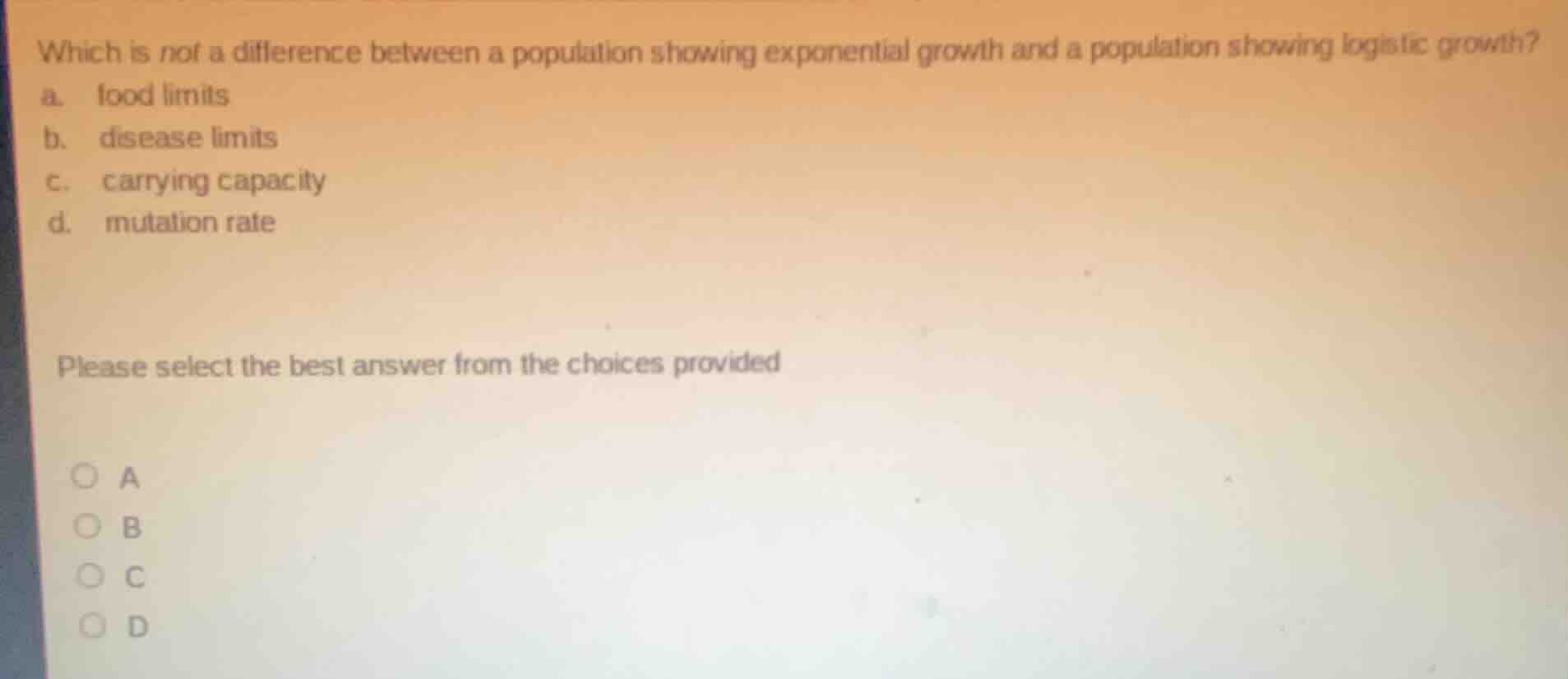 which is not a difference between a population showing exponential grow…