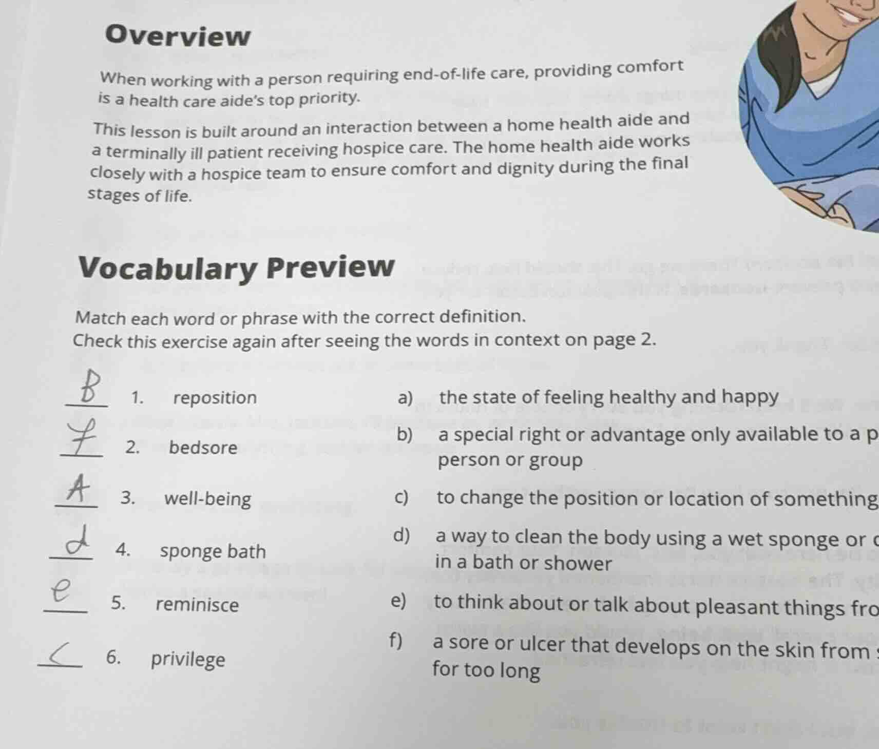 overview when working with a person requiring end-of-life care, providi…