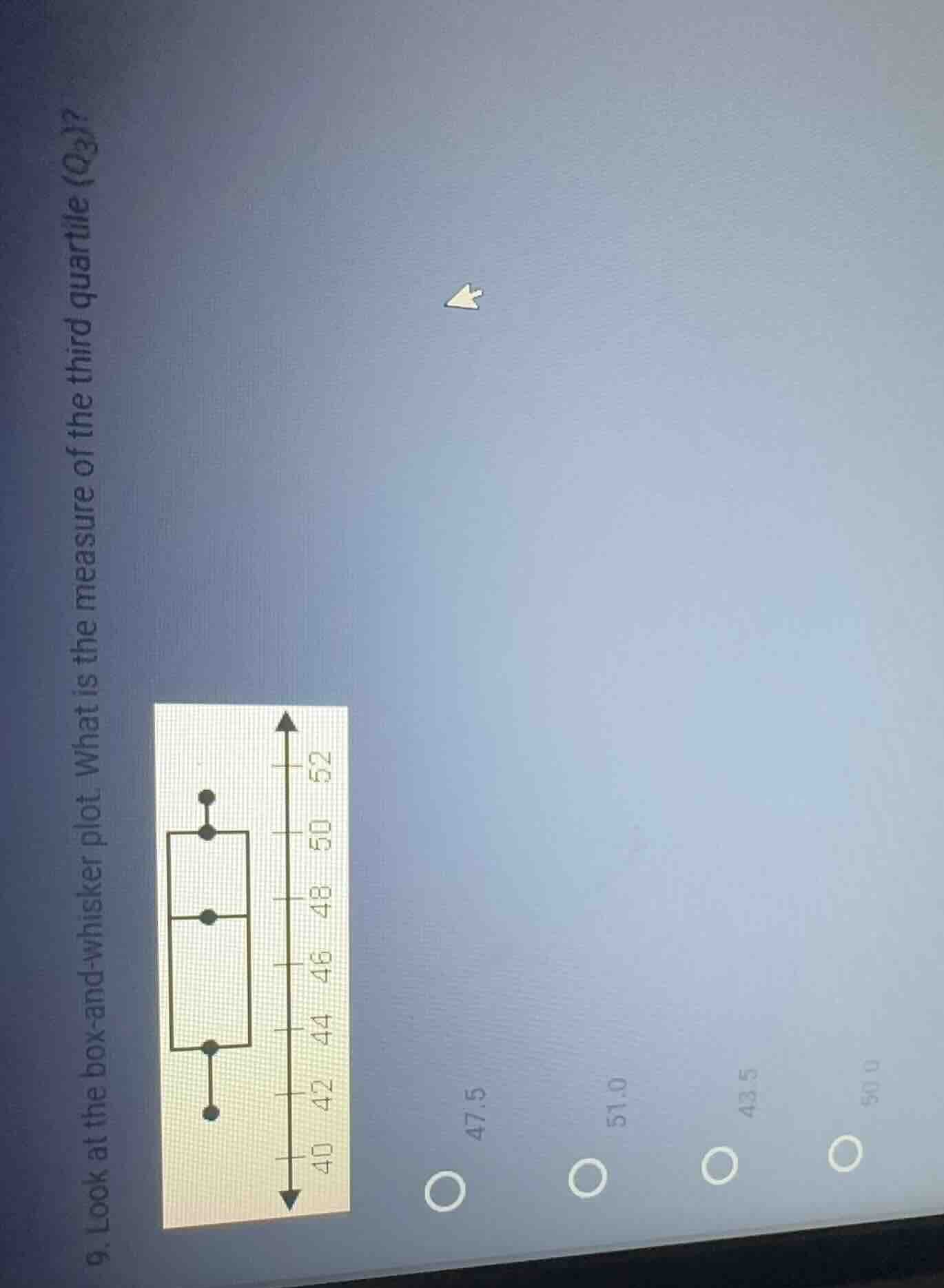 9. look at the box - and - whisker plot. what is the measure of the thi…