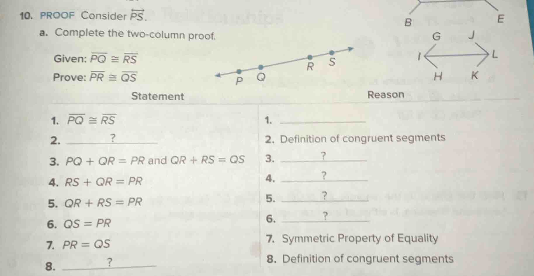 10. proof consider \\(\\overleftrightarrow{ps}\\). a. complete the two …