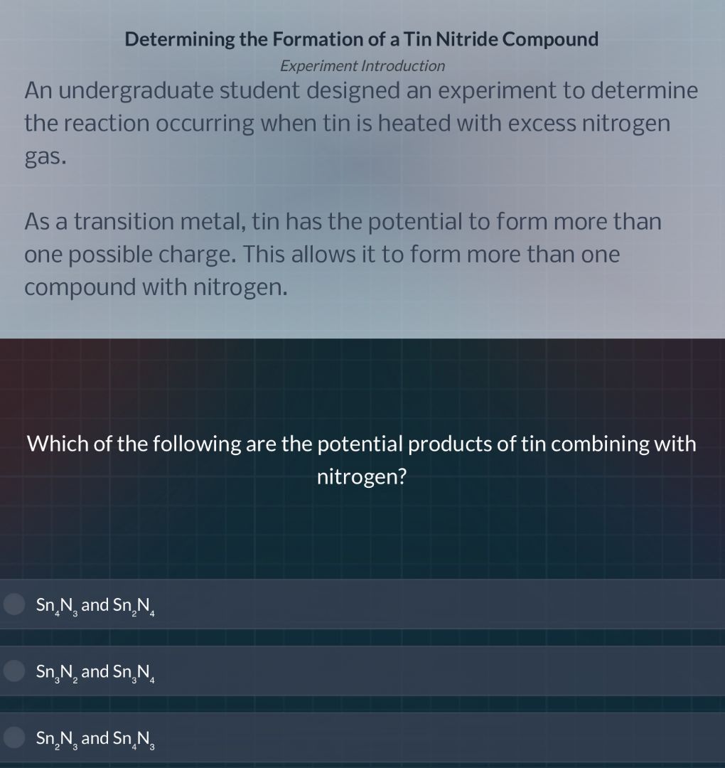 determining the formation of a tin nitride compound experiment introduc…