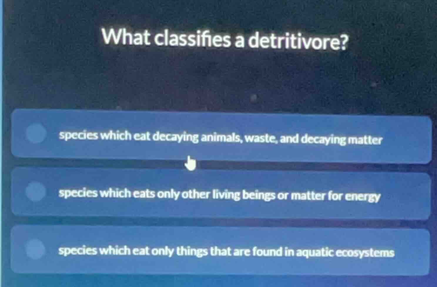what classifies a detritivore? species which eat decaying animals, wast…