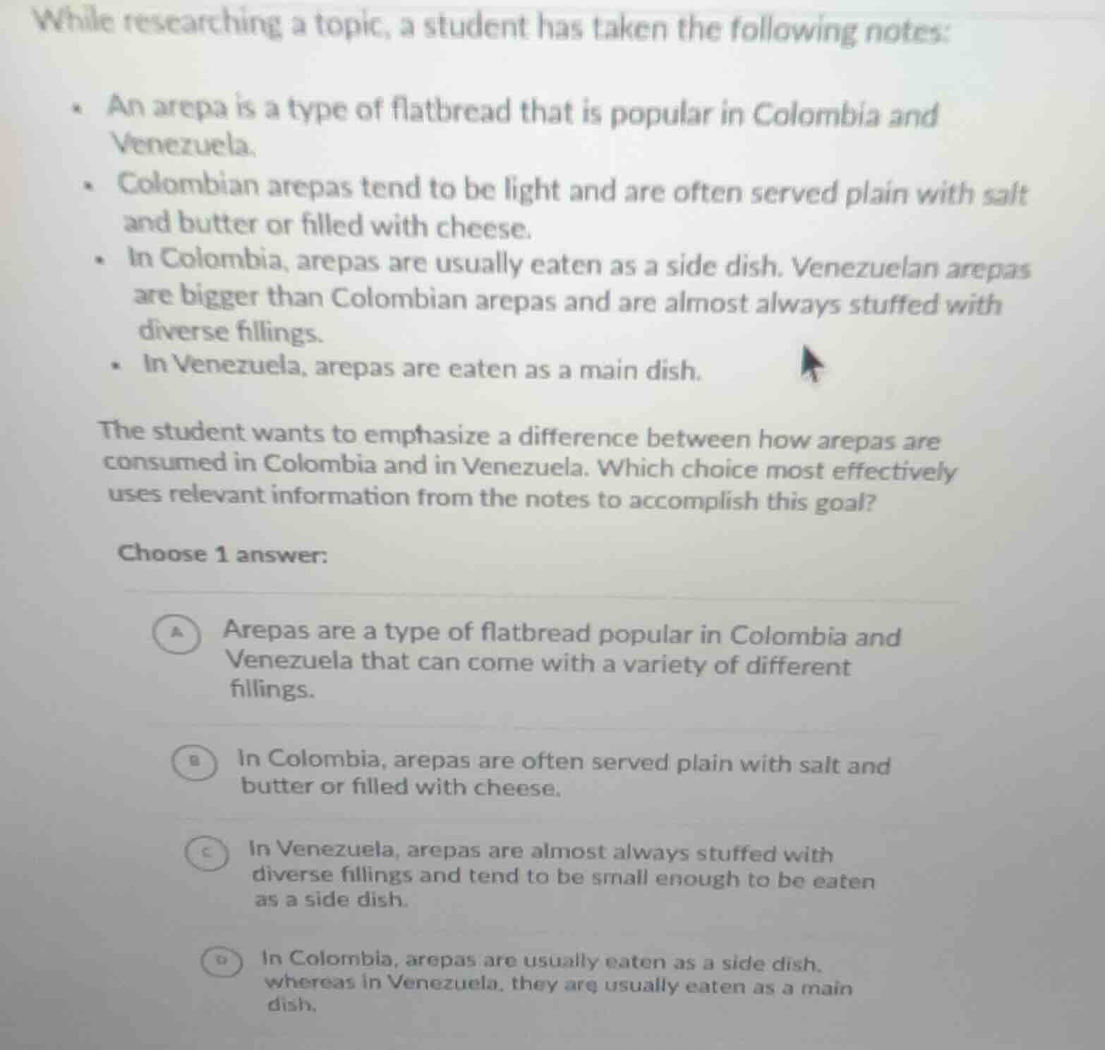 while researching a topic, a student has taken the following notes: - a…