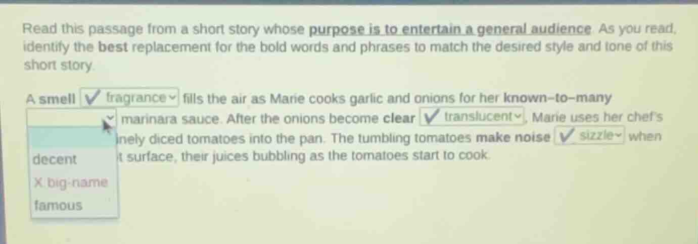 read this passage from a short story whose purpose is to entertain a ge…
