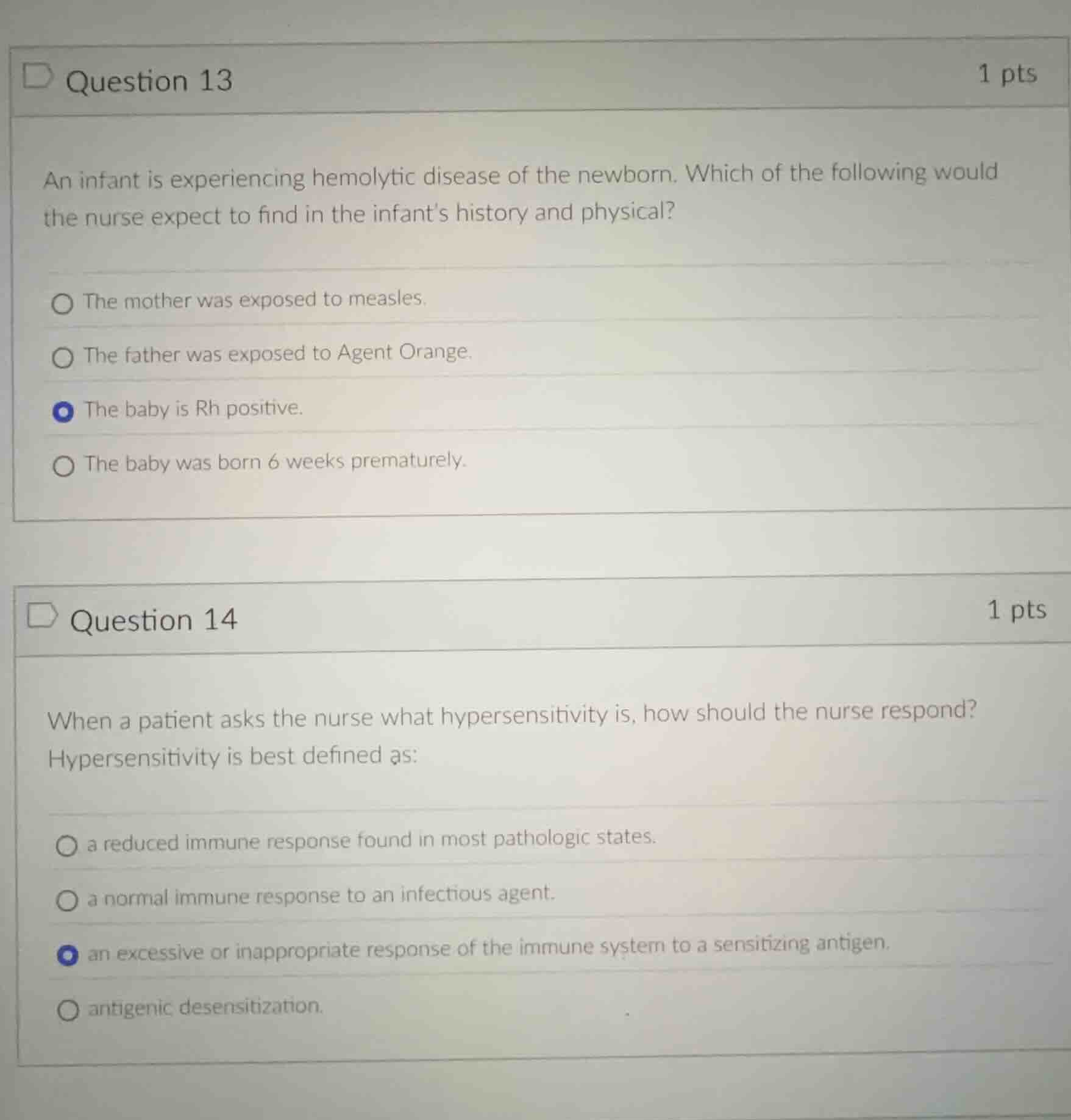 question 13 1 pts an infant is experiencing hemolytic disease of the ne…