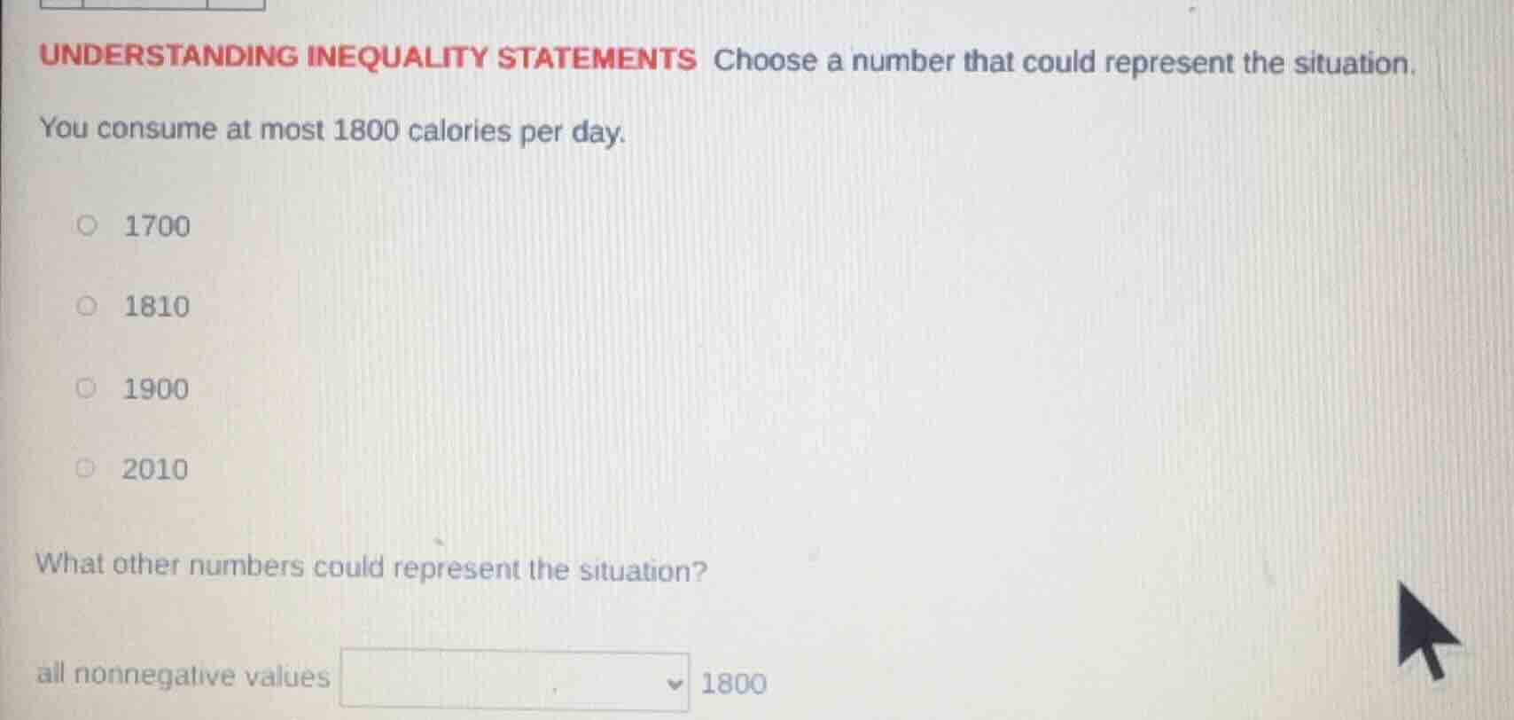 understanding inequality statements choose a number that could represen…