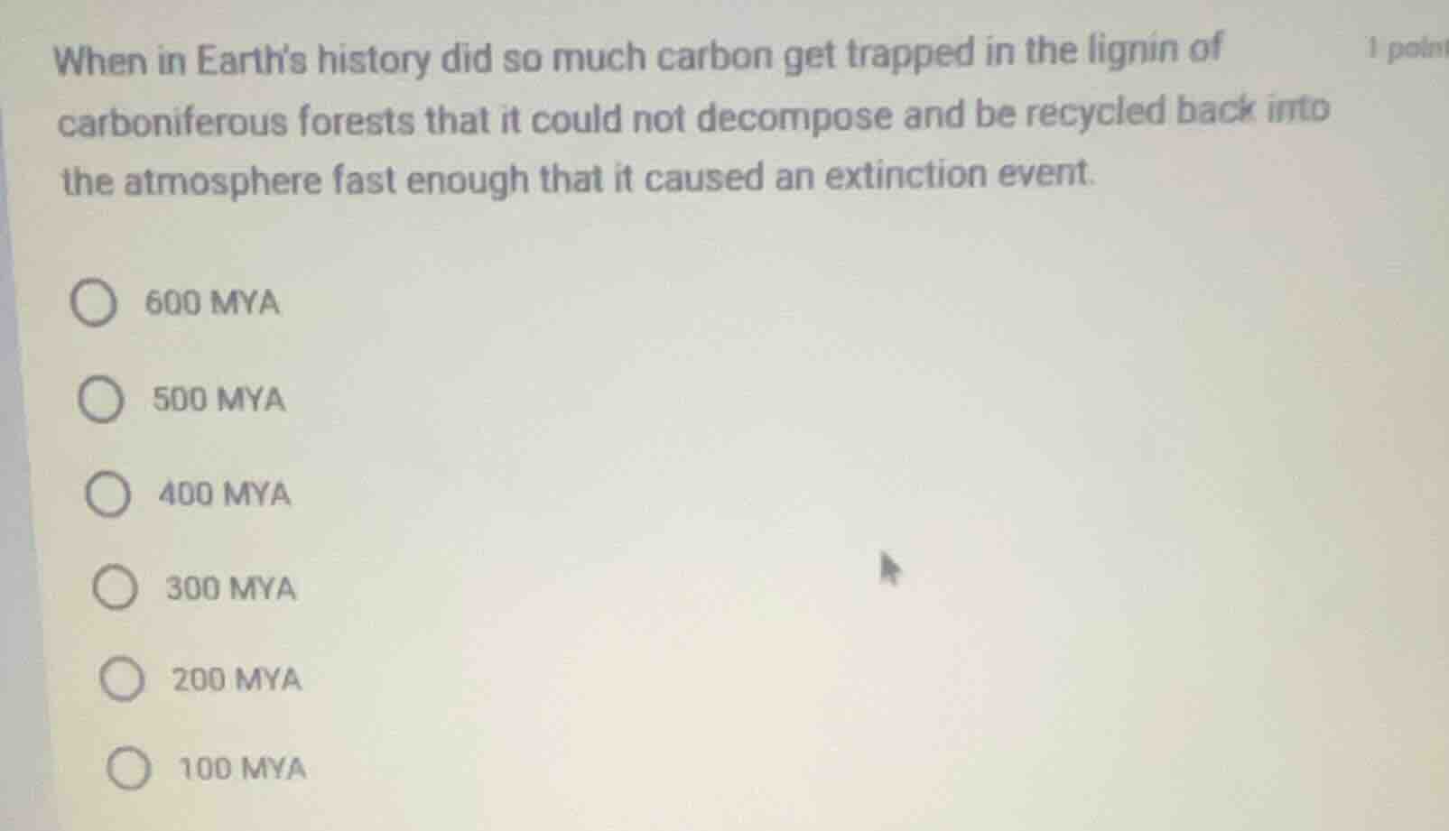 when in earth’s history did so much carbon get trapped in the lignin of…