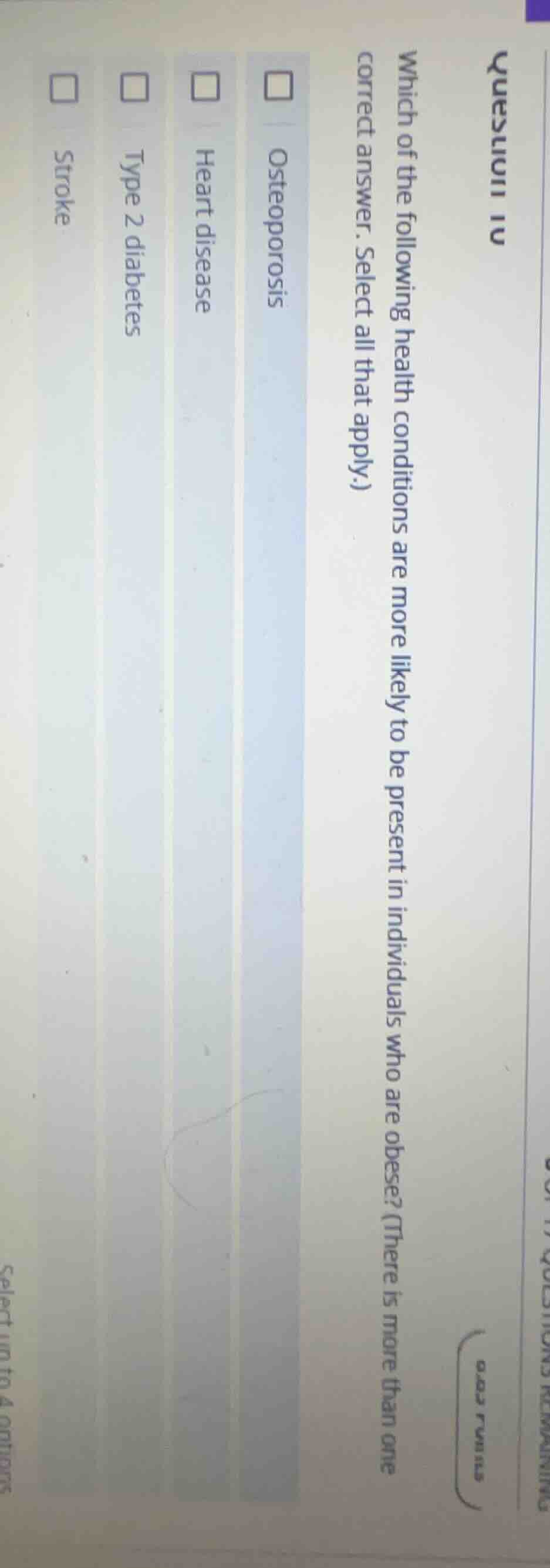 which of the following health conditions are more likely to be present …