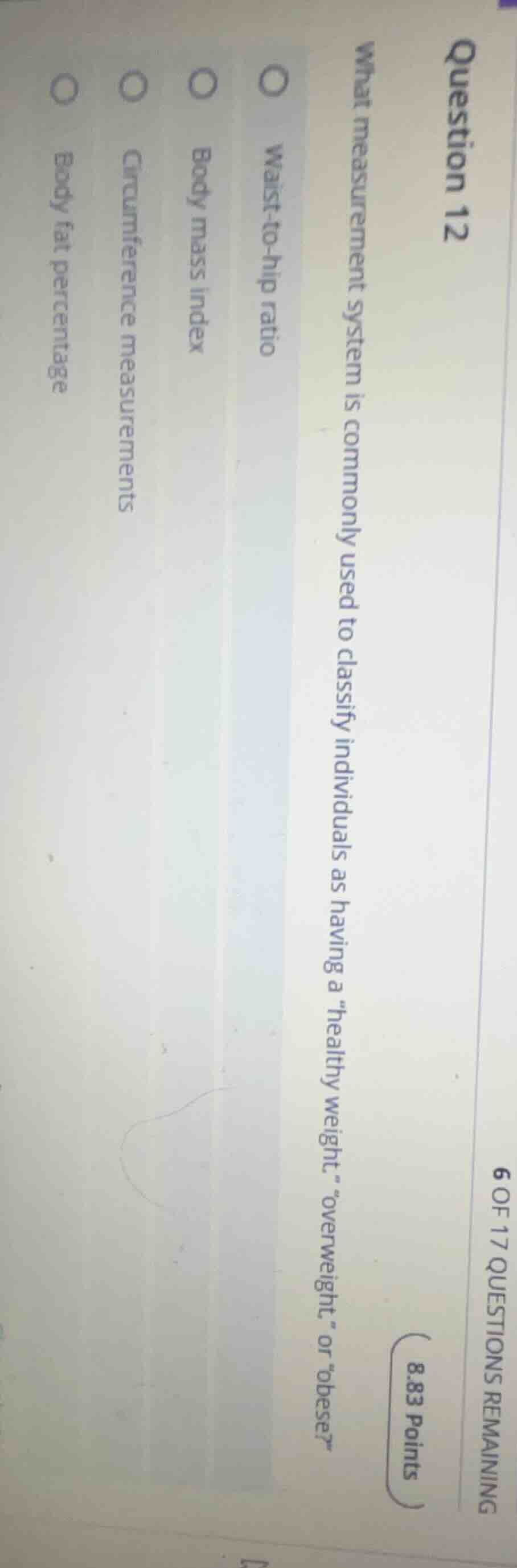 question 12 what measurement system is commonly used to classify indivi…