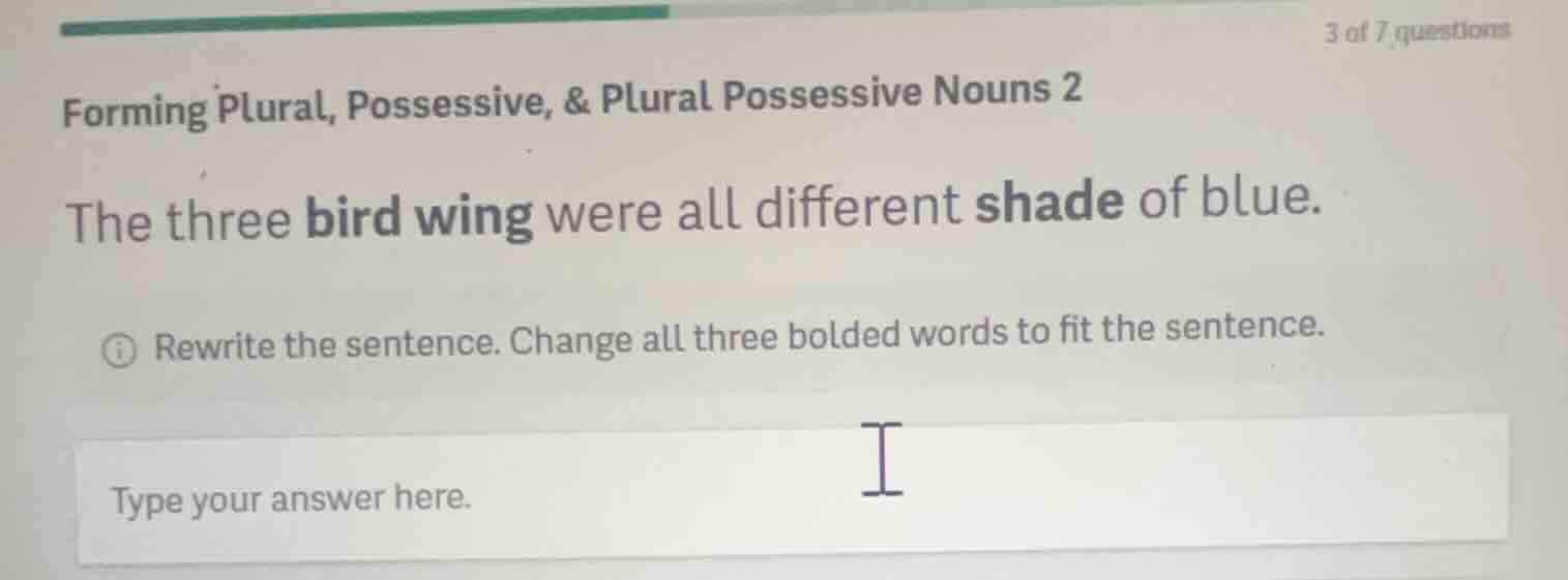 forming plural, possessive, & plural possessive nouns 2 the three bird …