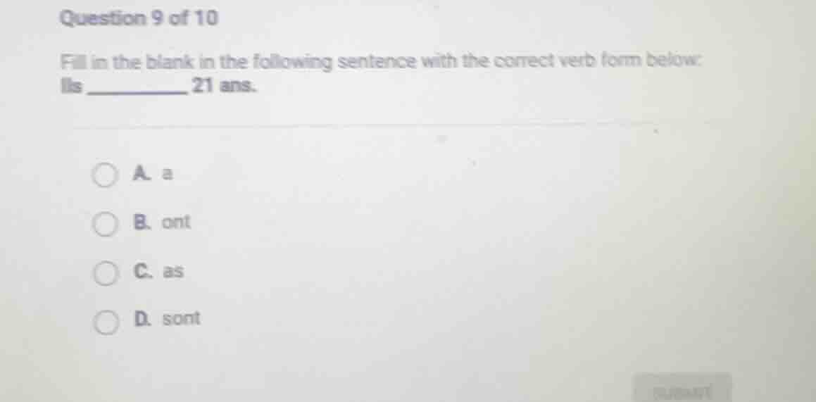 question 9 of 10 fill in the blank in the following sentence with the c…