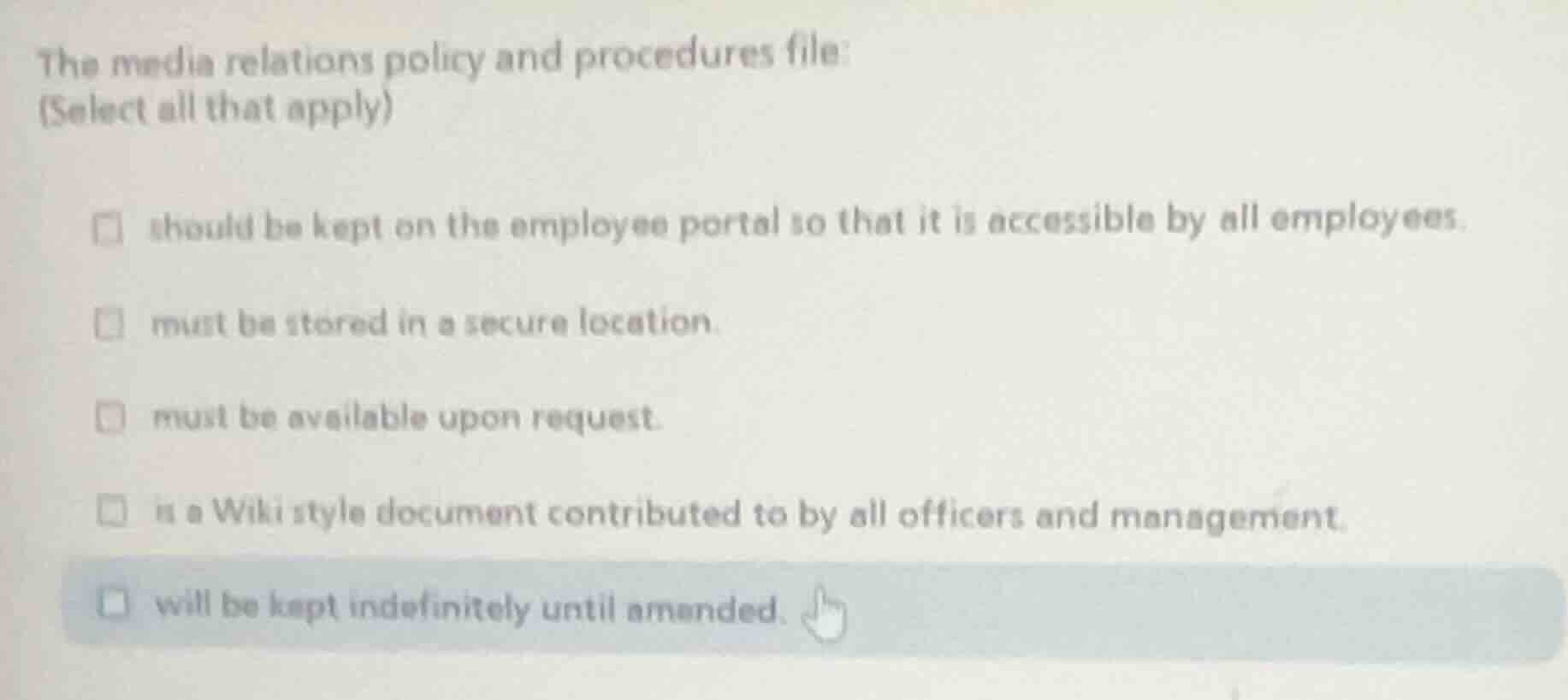 the media relations policy and procedures file: (select all that apply)…